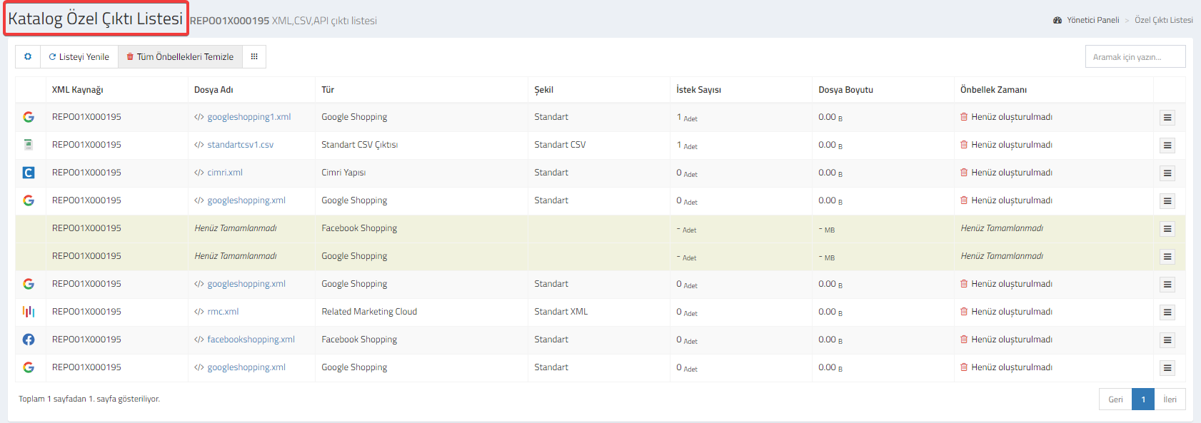 Standart CSV Yapısı ConnectProf Destek Sistemi